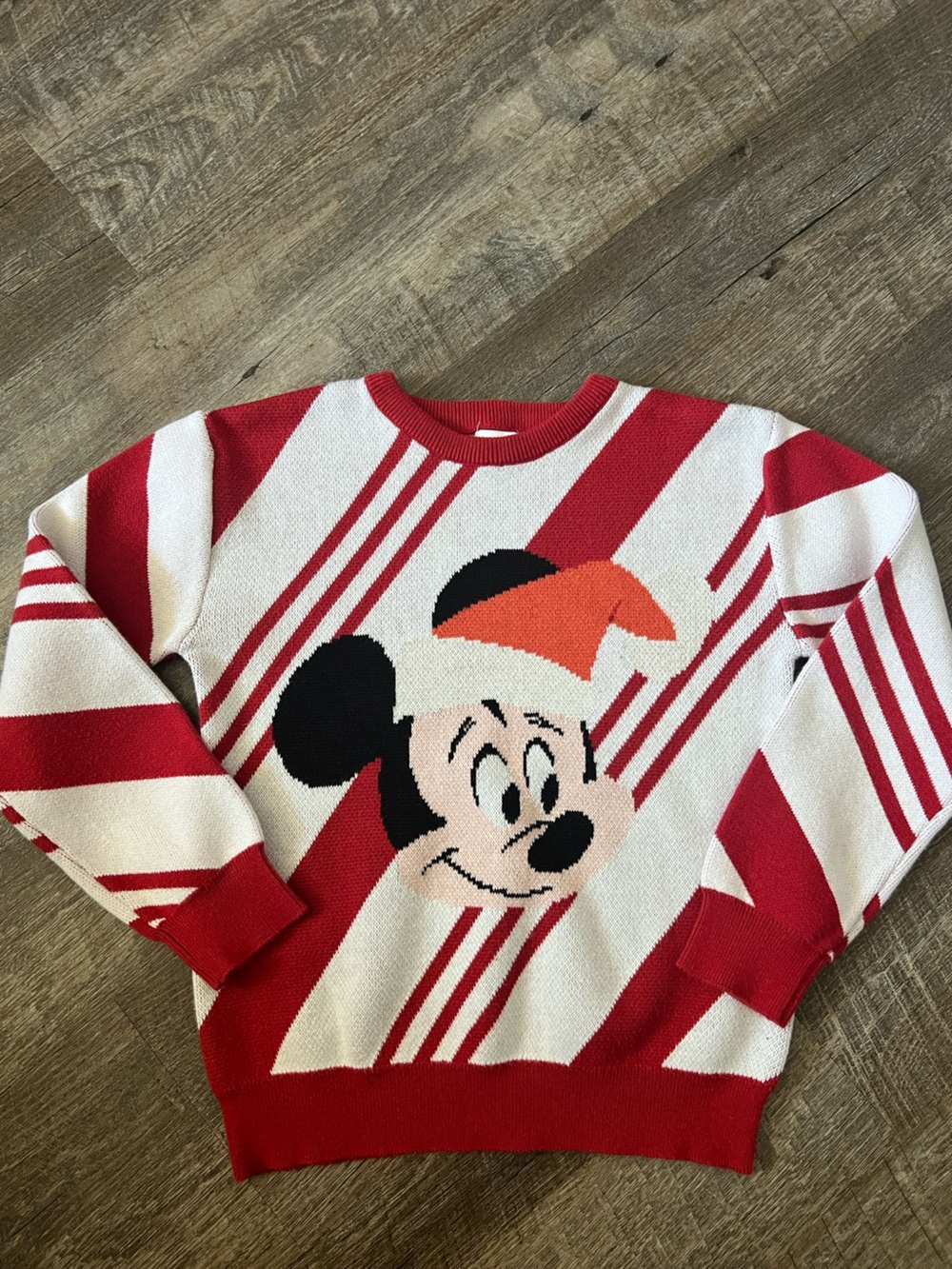 Disney Mickey Mouse Candy Cane‎ Sweater-Size 7/8
